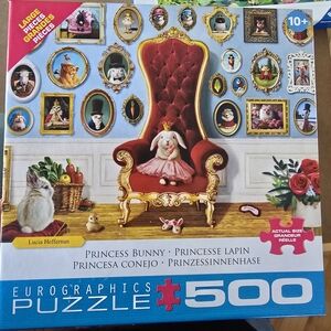 EuroGraphics 500-Piece 'Princess Bunny' Puzzle - Red & Gold Throne